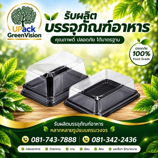 กล่องเบเกอรี่ใส ราคาส่ง - โรงงานผลิตบรรจุภัณฑ์อาหาร U Pack Green Vision
