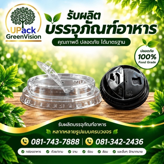 รับผลิตฝาชาชีส - ฝาฮาล์ฟโดม - โรงงานผลิตบรรจุภัณฑ์อาหาร U Pack Green Vision